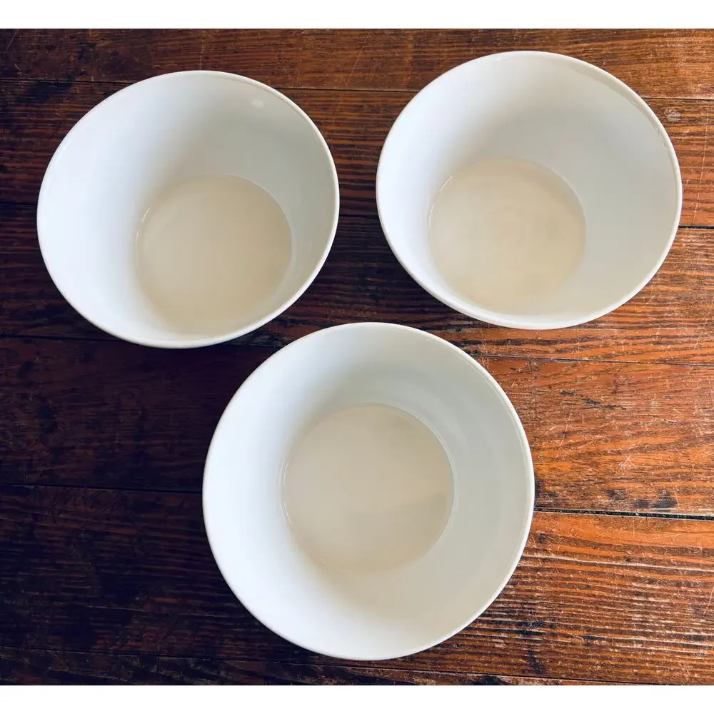 Set of 3 West Elm Solid White Porcelain Bowls 6”wide x 2.75”tall